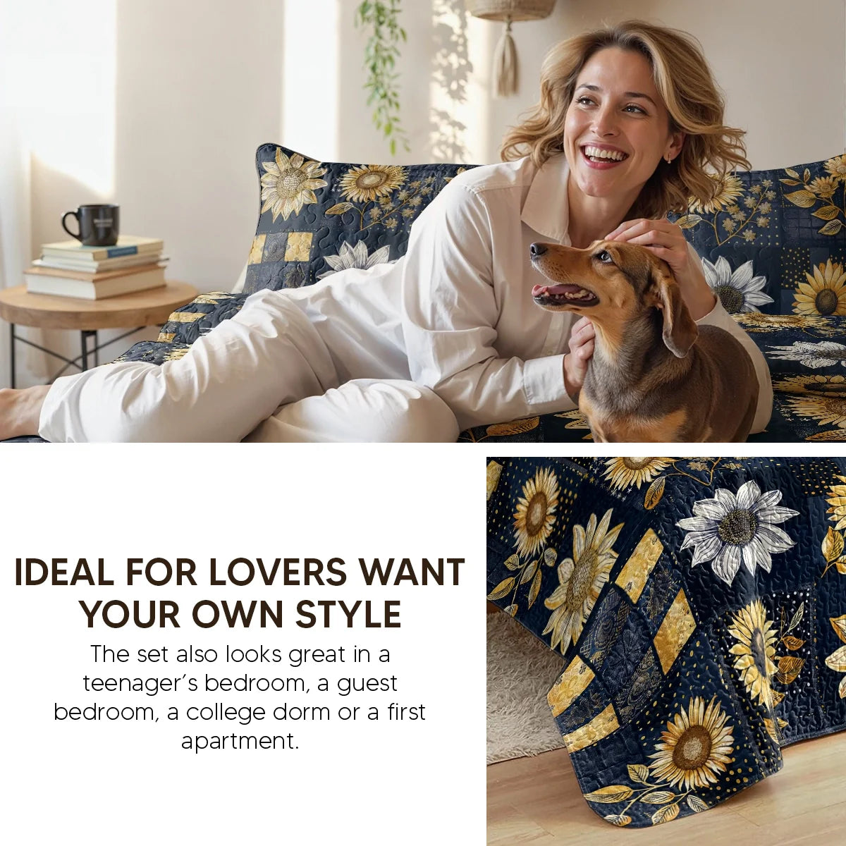 Shineful Quilt 3-Piece Set Inelegance Sunflowers