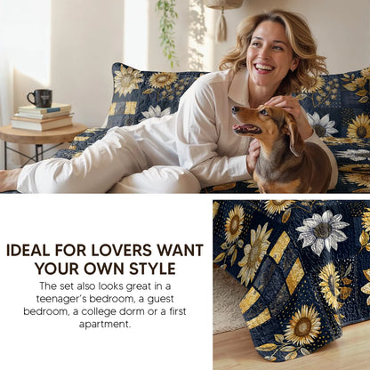 Shineful Quilt 3-Piece Set Inelegance Sunflowers