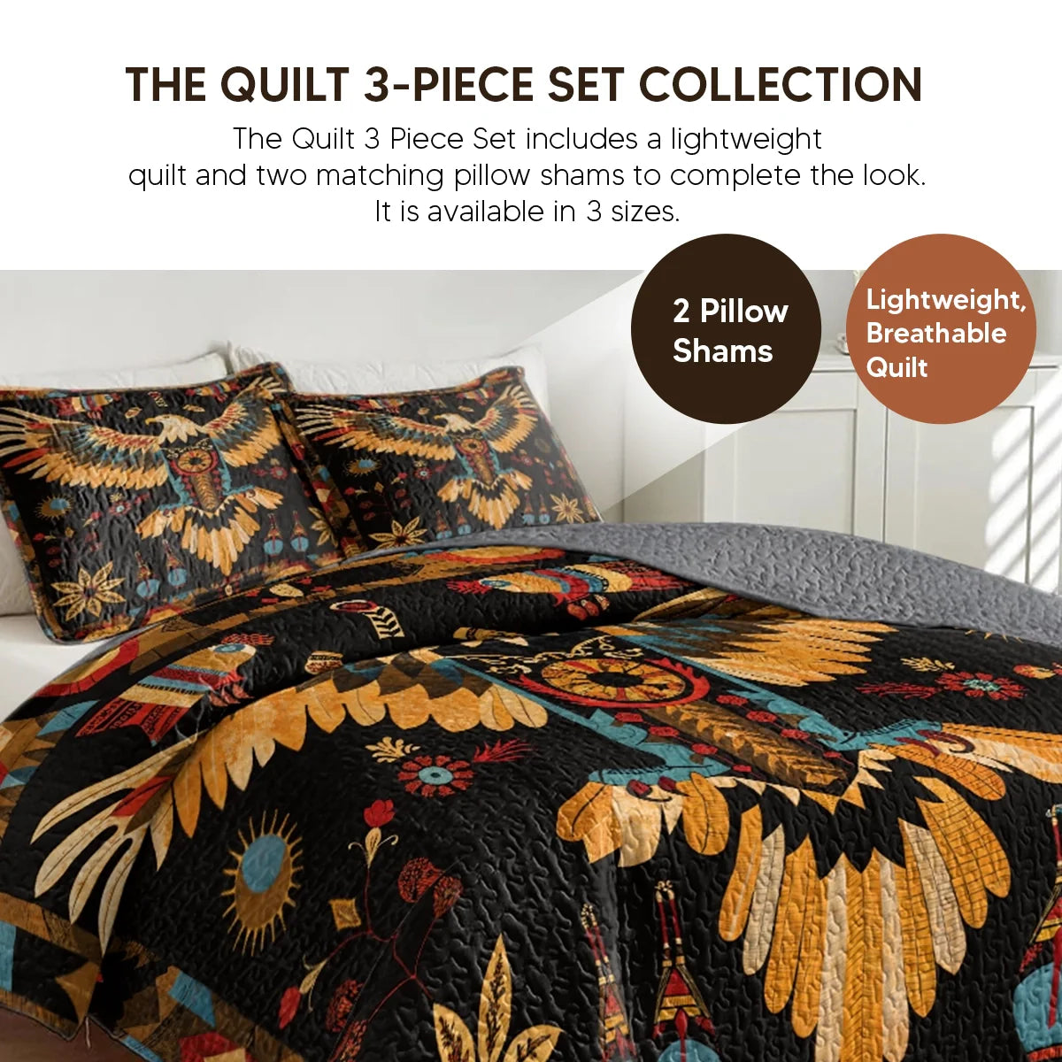 Shineful Quilt 3-Piece Set Horse Floral Pattern