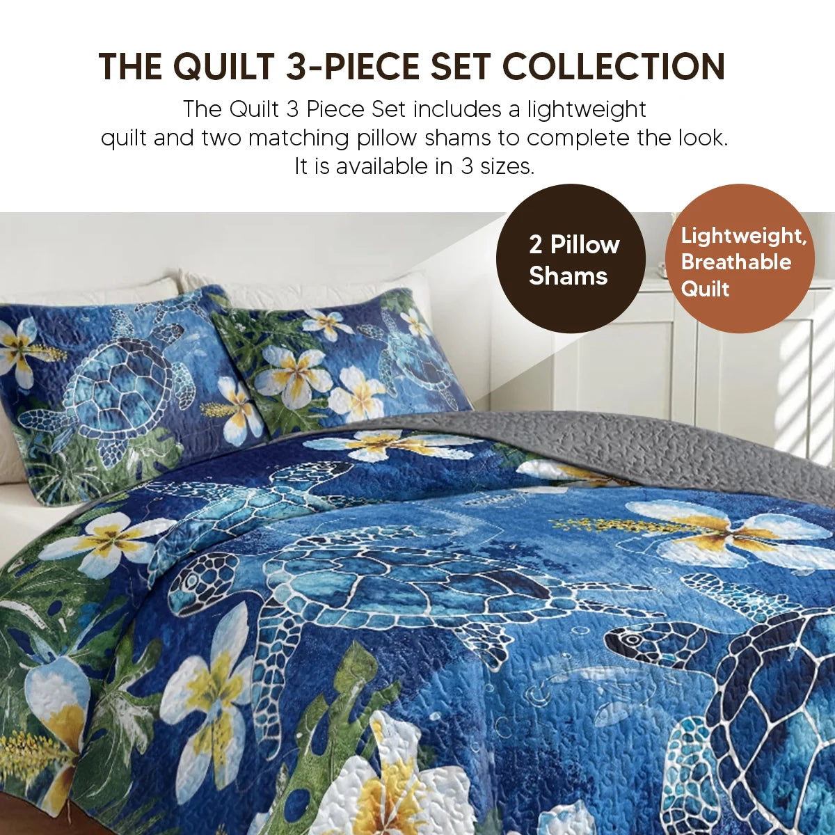 Shineful Quilt 3-Piece Set Turtle Rainbow