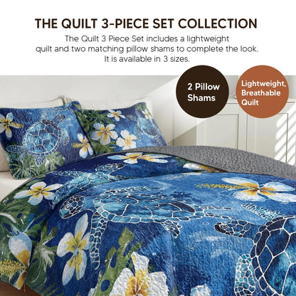 Shineful Quilt 3-Piece Set Turtle Rainbow