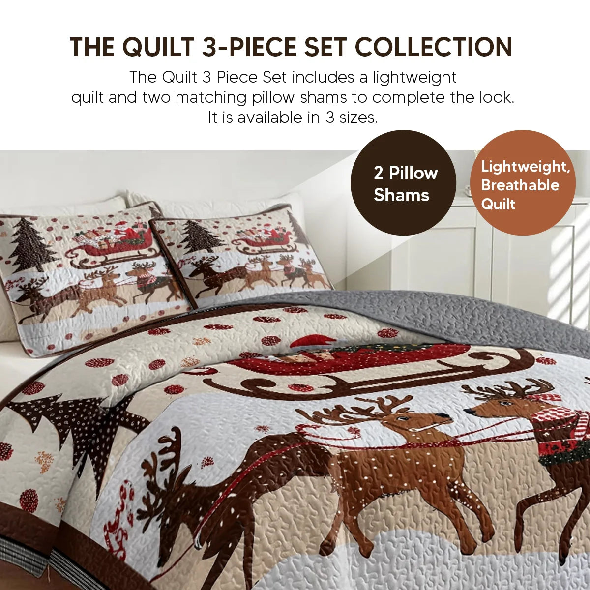 Shineful Quilt 3-Piece Set Playful Snowmen