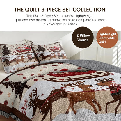 Shineful Quilt 3-Piece Set Playful Snowmen