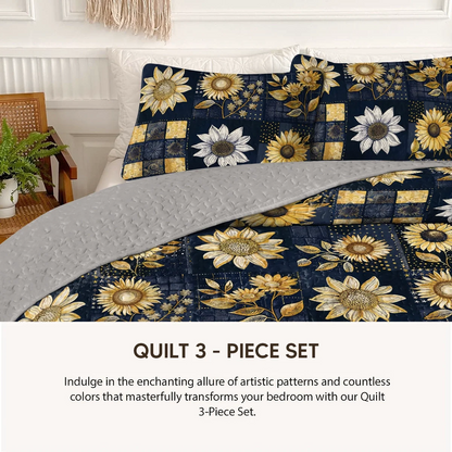 Shineful Quilt 3-Piece Set Peaceful Farmhouse Sunflower
