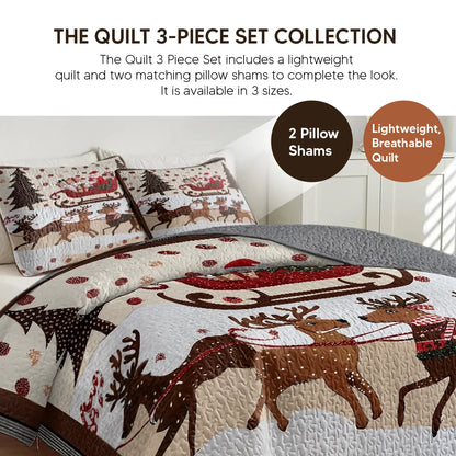 Shineful Quilt 3-Piece Set Colorful Forest Path