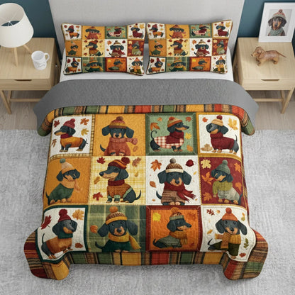 Shineful Quilt 3-Piece Set Snuggle Season Doxies