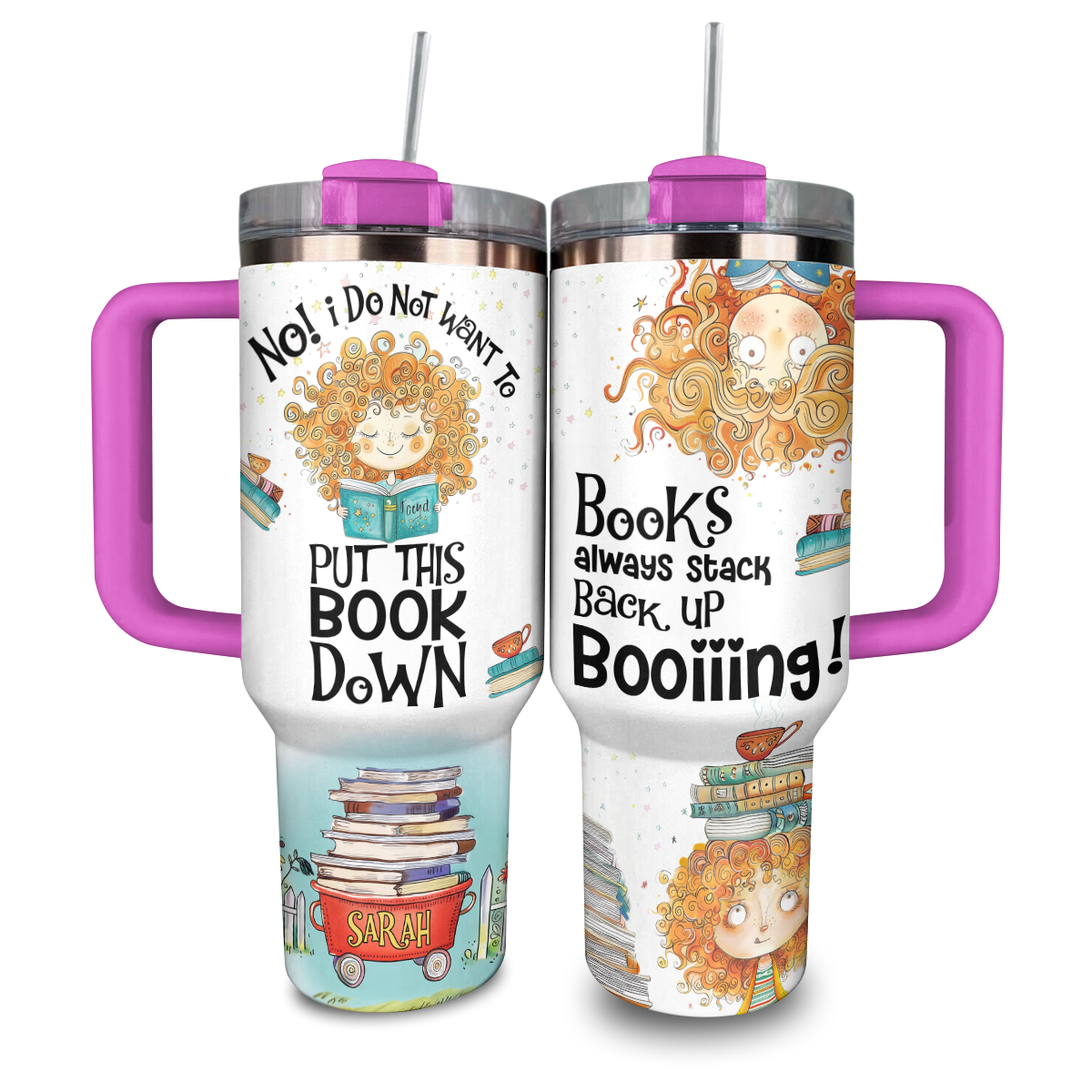 Shineful Personalized Tumbler Whimsical Curls & Literary Adventures