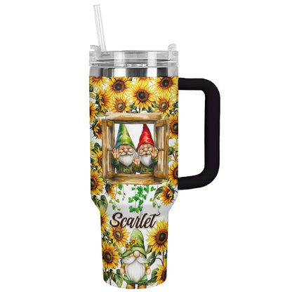 Shineful Tumbler Personalized Sunflower Lucky Gnomes