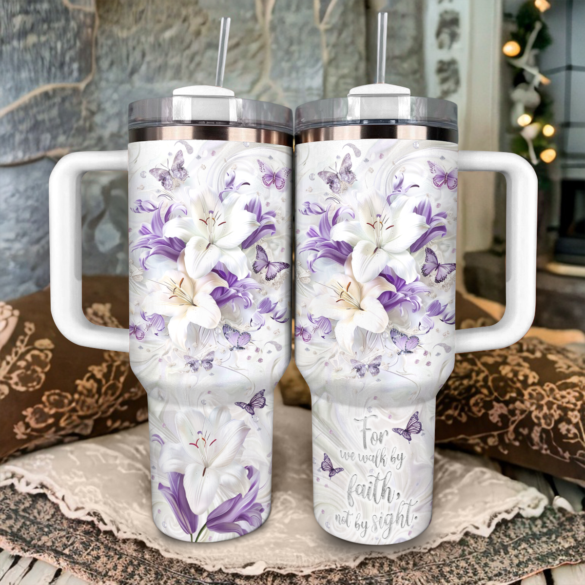 Shineful Glossy Tumbler For We Walk By Faith Not By Sight Christian