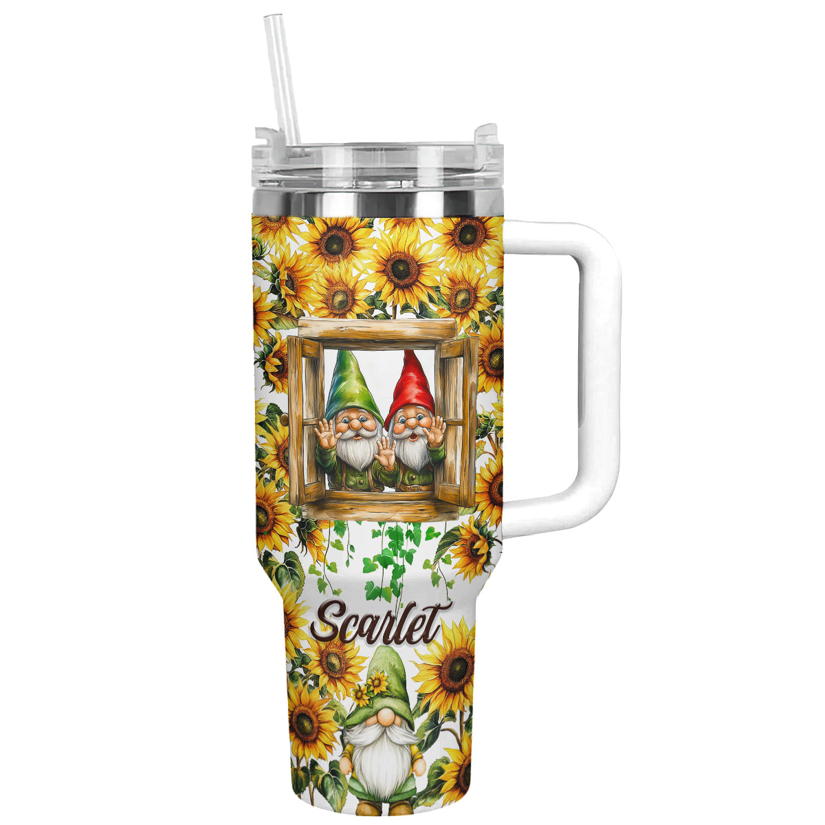Shineful Tumbler Personalized Sunflower Lucky Gnomes