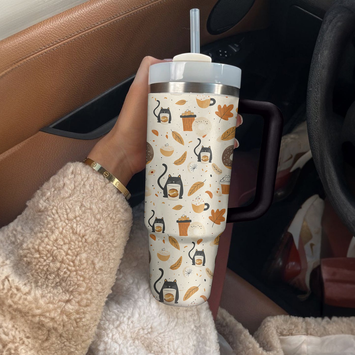 Shineful Tumbler Cozy Cat Coffee