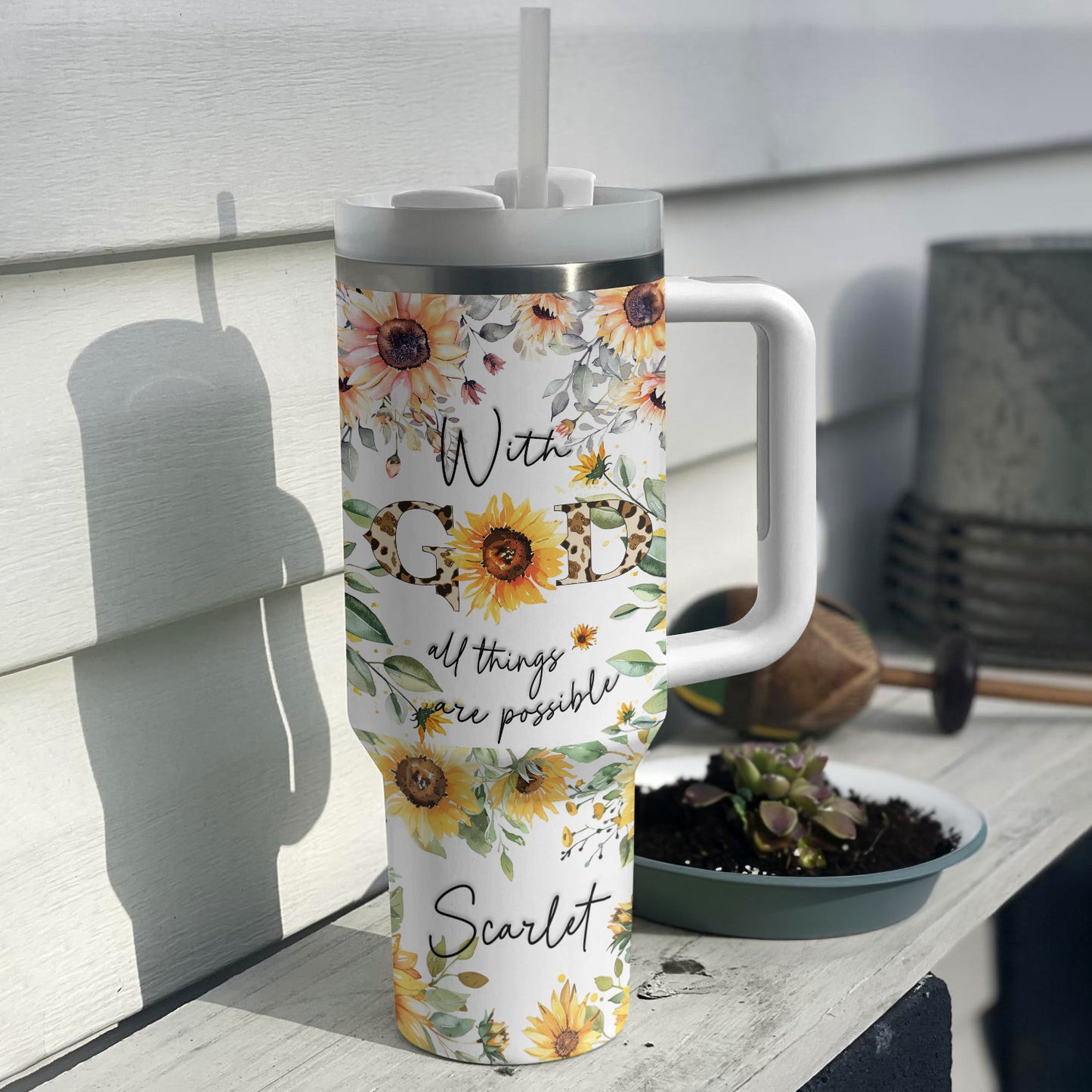 Shineful Tumbler Personalized Sunflower God