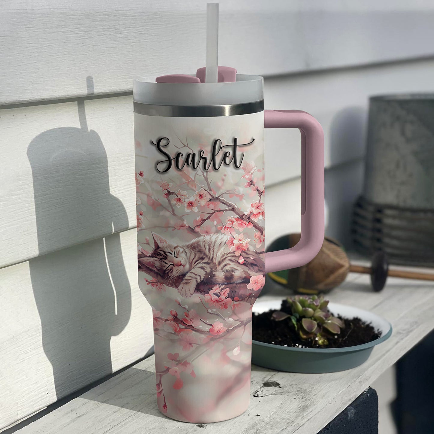 Shineful Tumbler Personalized Sleeping Cat