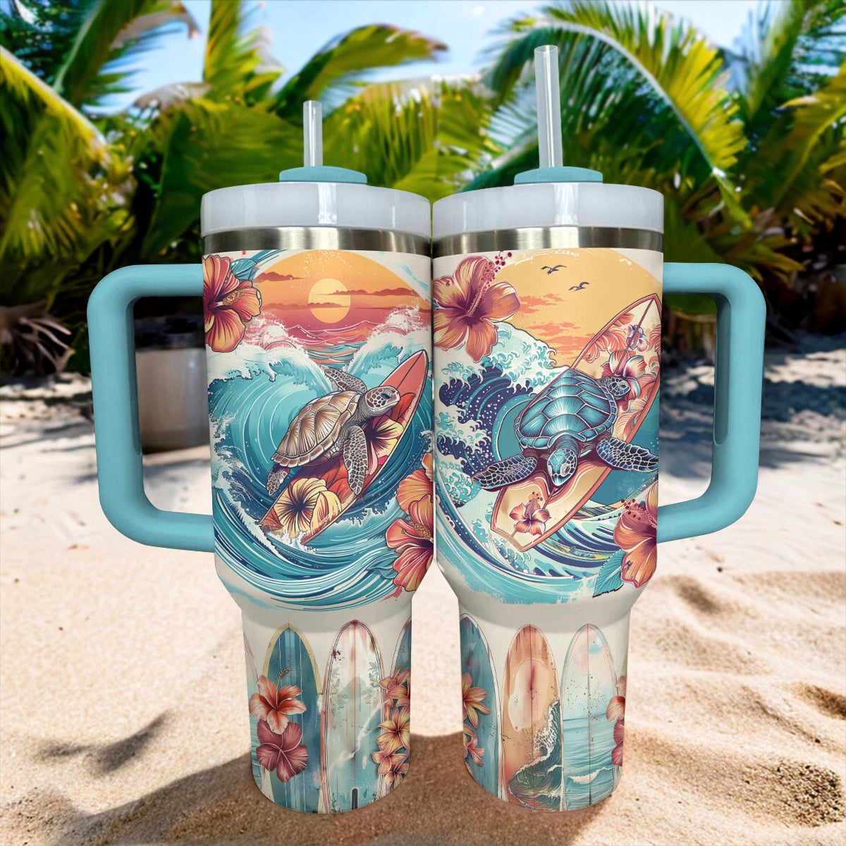 Shineful Tumbler Surfer Sea Turtle