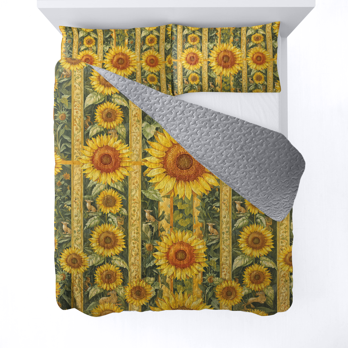Shineful All Season Quilt 3-Piece Set - Golden Sunflower Dreams