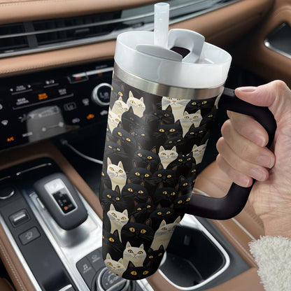 Shineful Tumbler Black And White Cat Sea