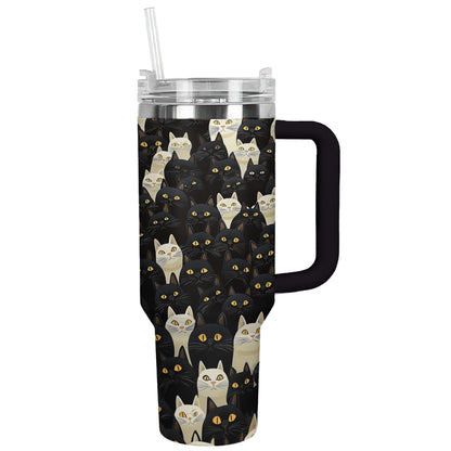 Shineful Tumbler Black And White Cat Sea