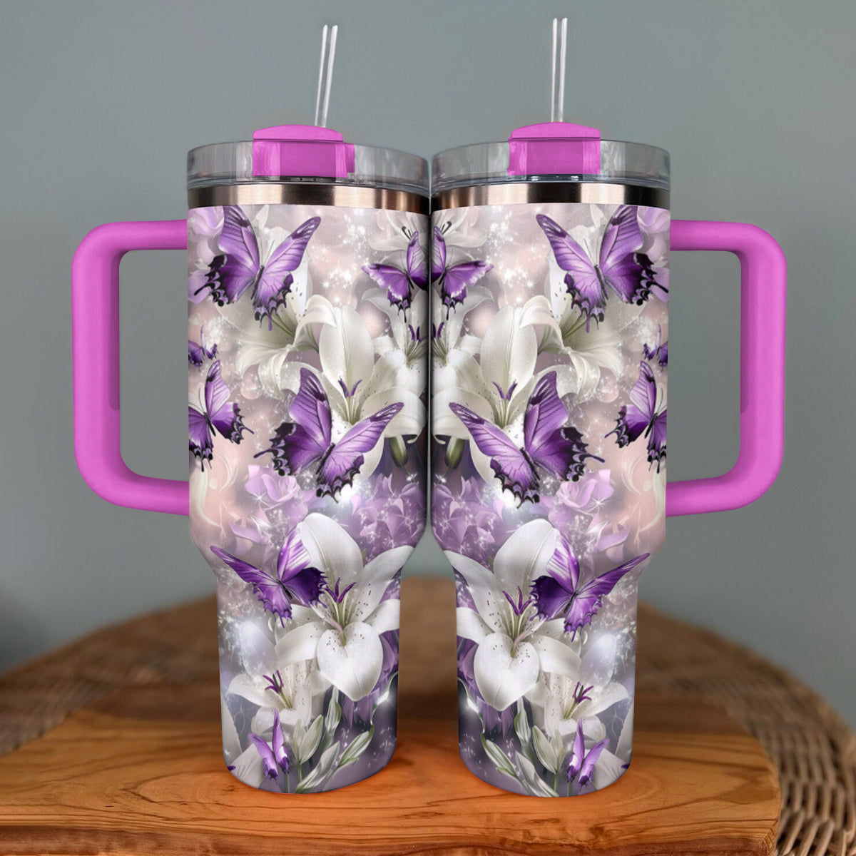 Shineful Tumbler Butterfly And Lily