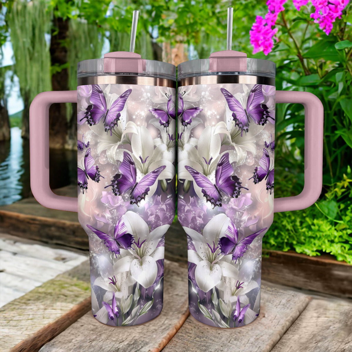 Shineful Tumbler Butterfly And Lily