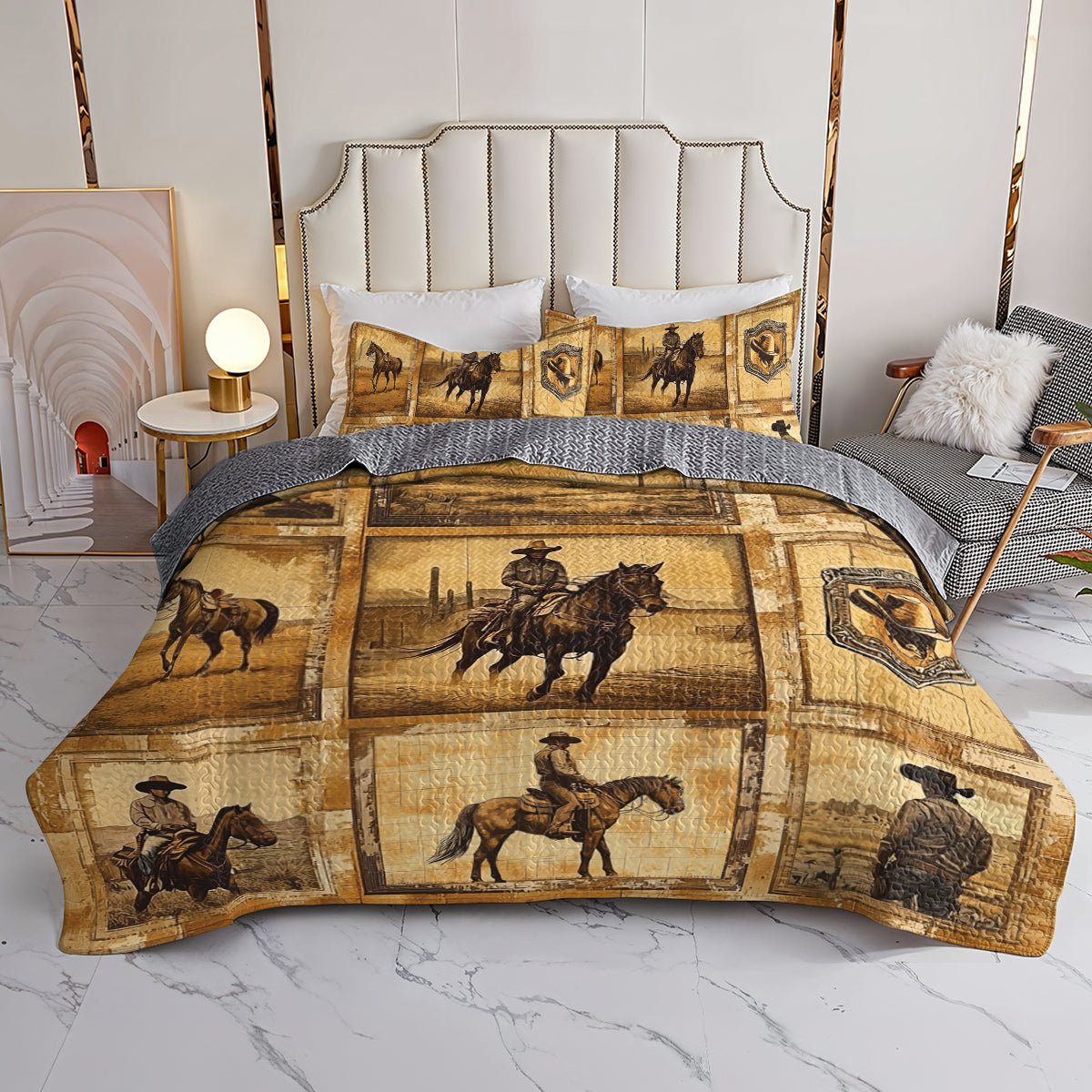 Shineful All Season Quilt 3-Piece Set Cowboy Memories