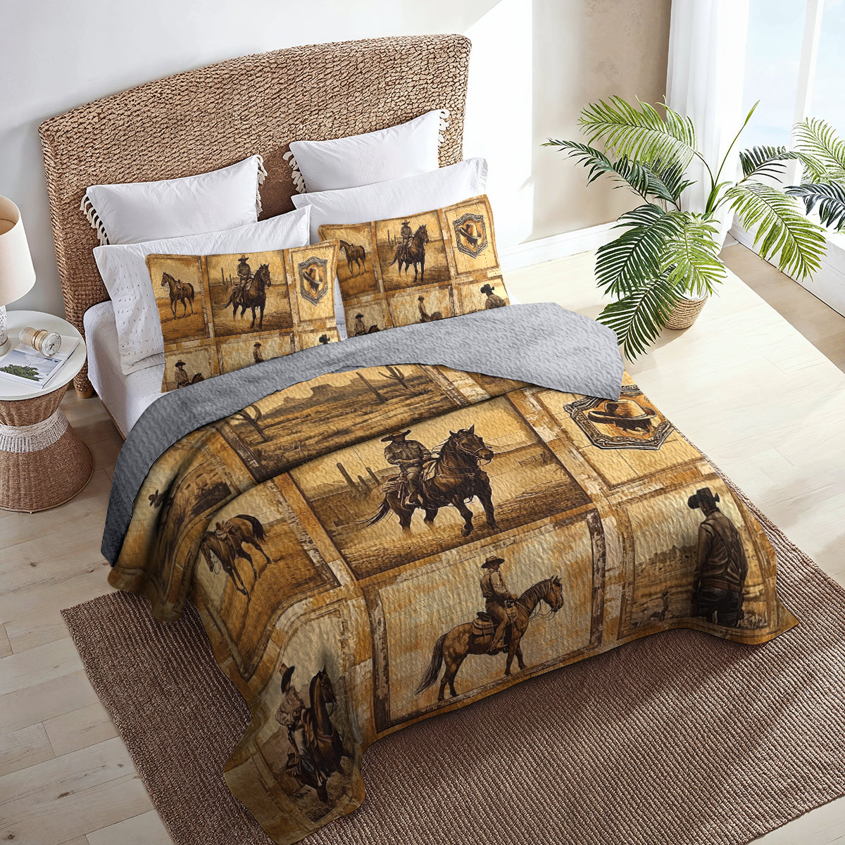 Shineful All Season Quilt 3-Piece Set Cowboy Memories