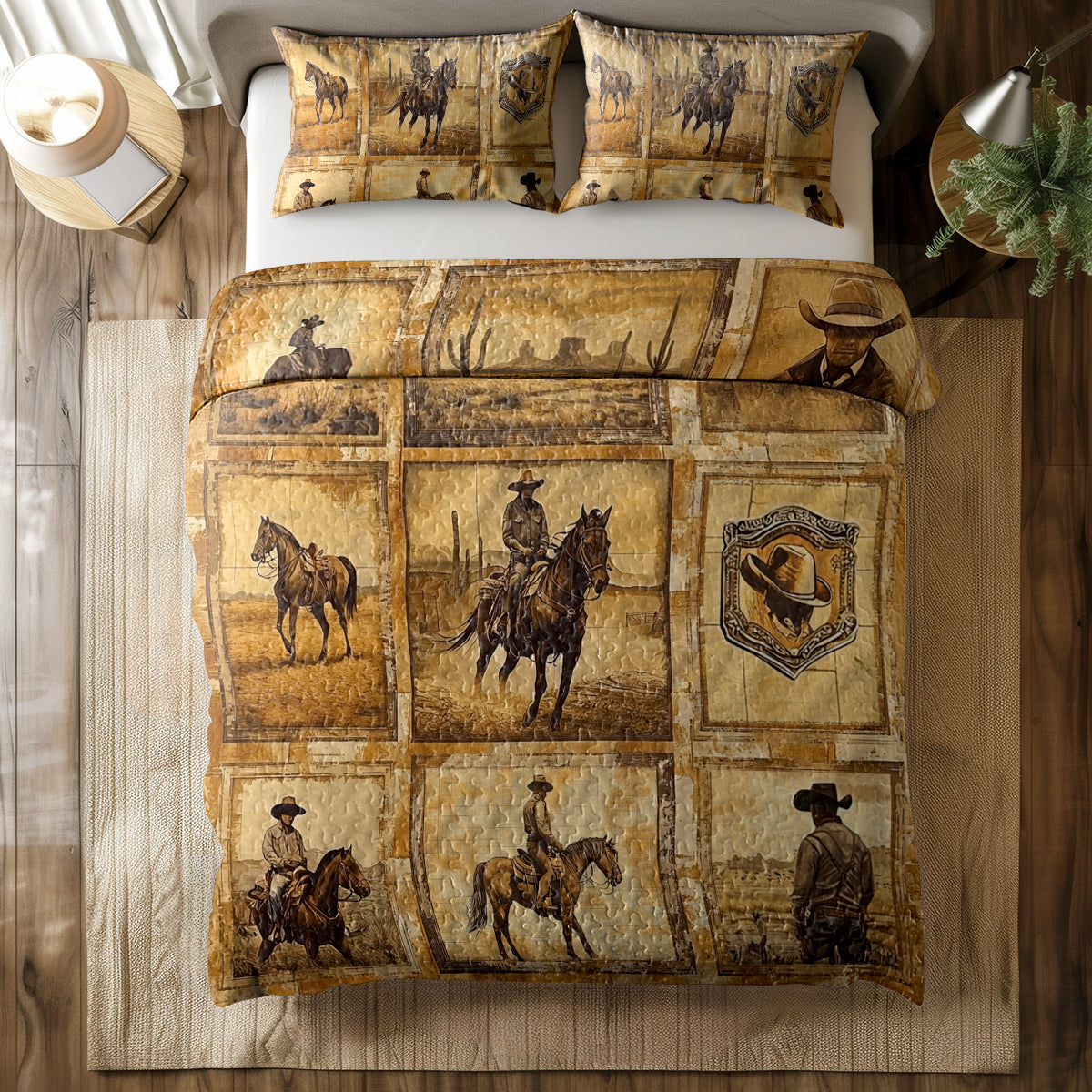 Shineful All Season Quilt 3-Piece Set Cowboy Memories