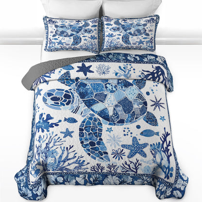 Shineful All Season Quilt 3-Piece Set Oceanic Sea Turtle