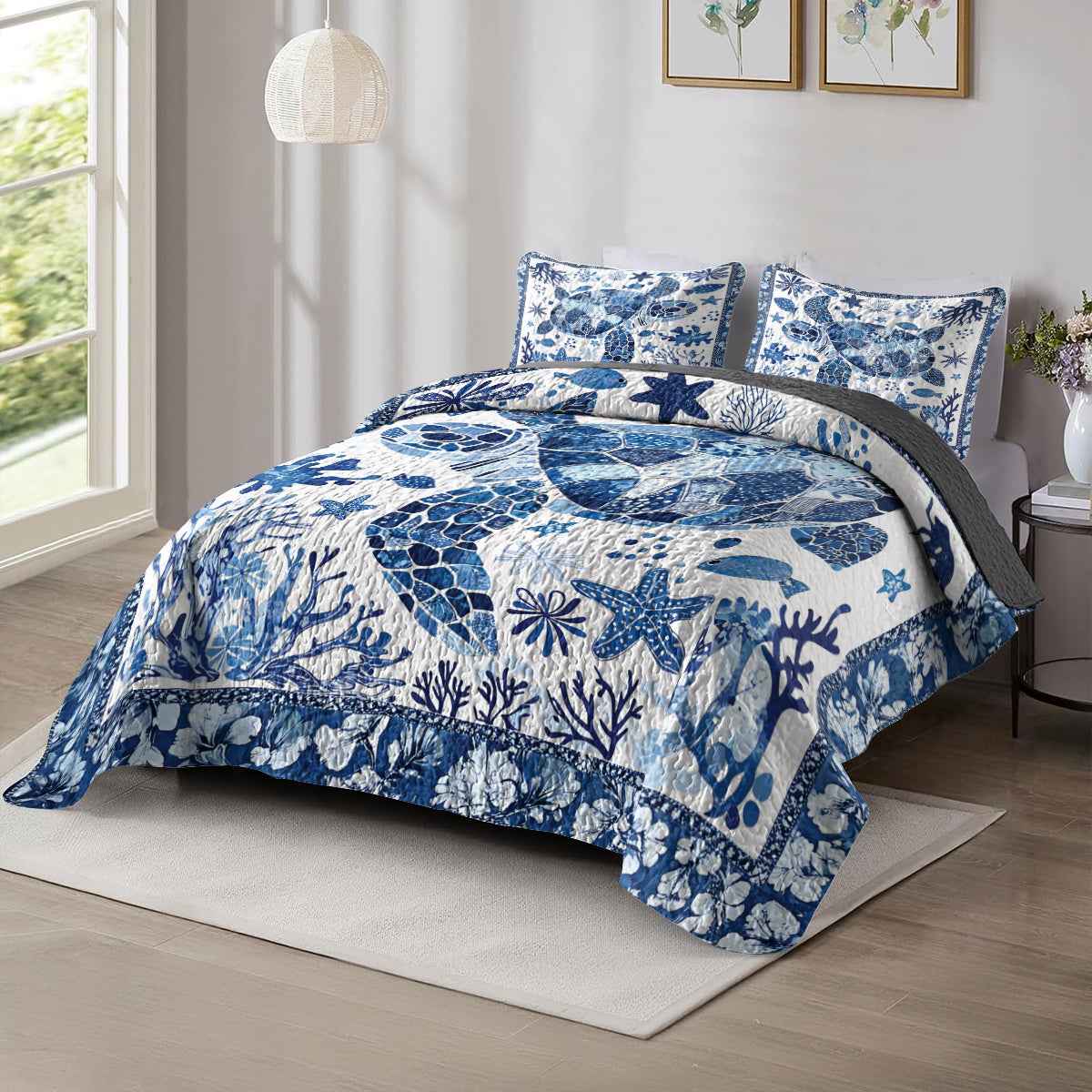 Shineful All Season Quilt 3-Piece Set Oceanic Sea Turtle