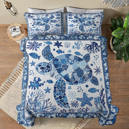 Shineful All Season Quilt 3-Piece Set Oceanic Sea Turtle