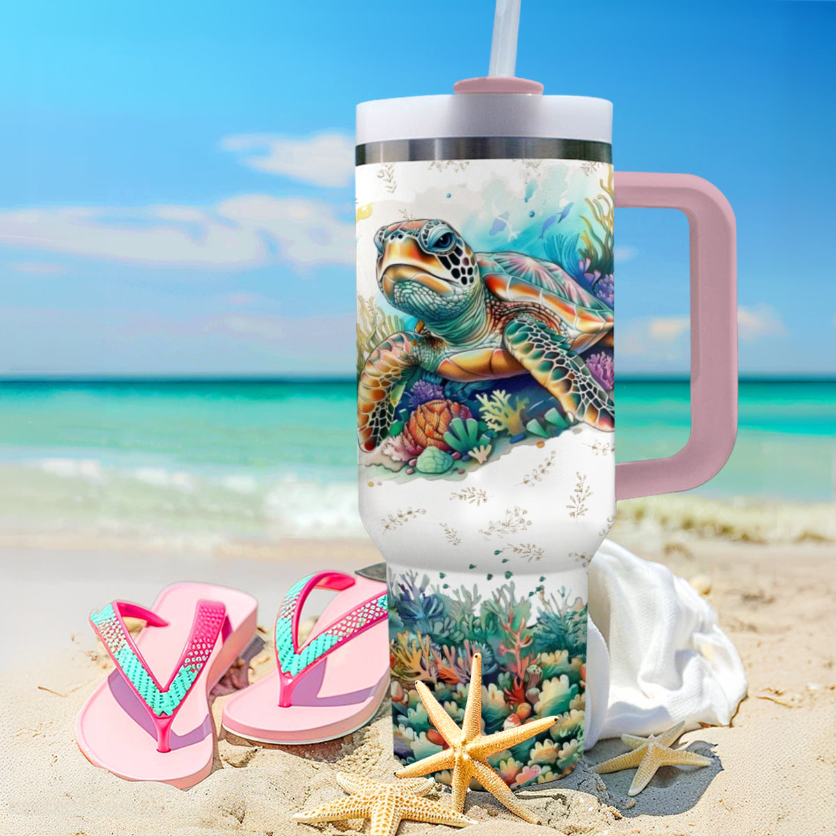 Shineful Tumbler Beautiful Watercolor Sea Turtle