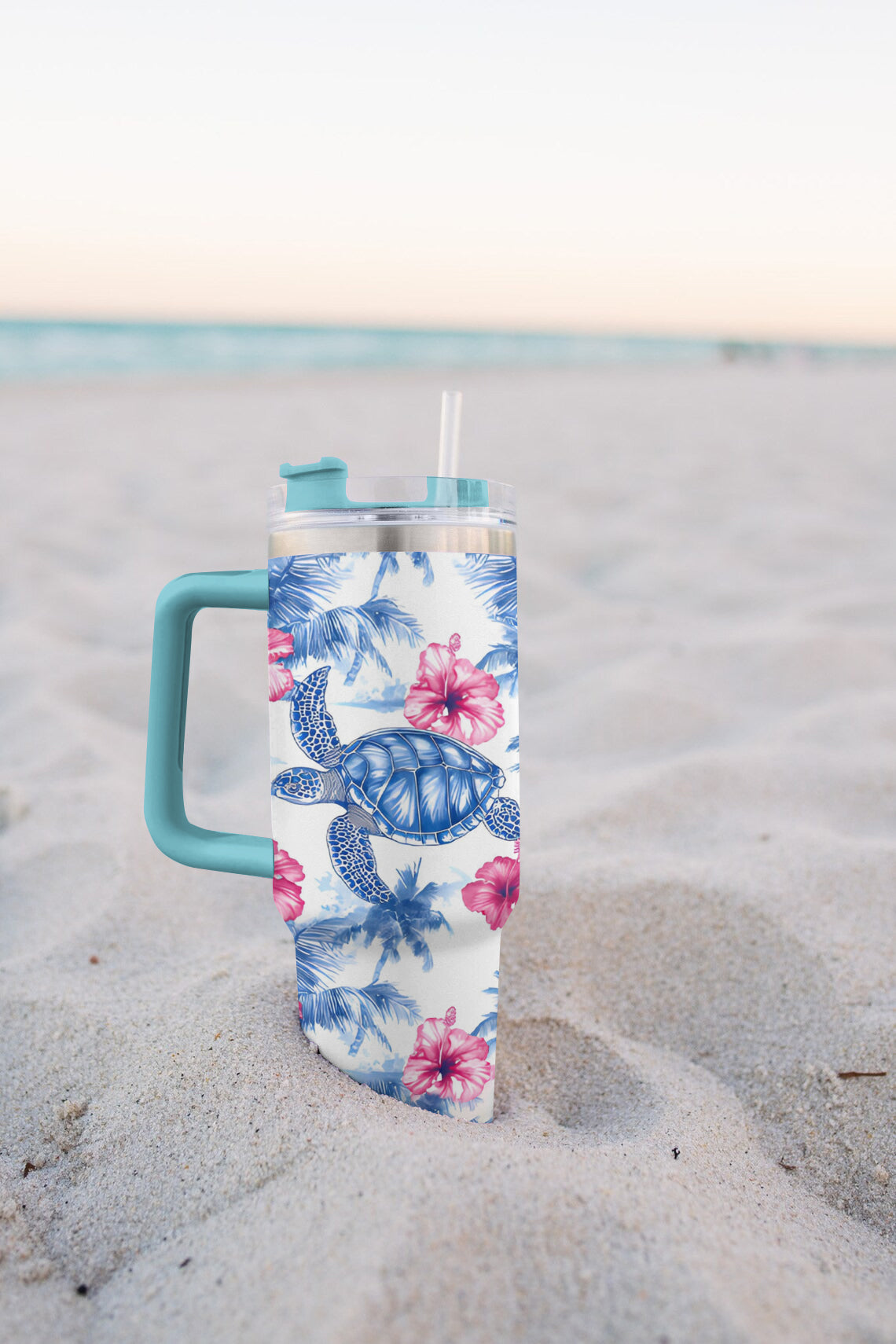 Shineful Tumbler Sea Turtle And Hibiscus