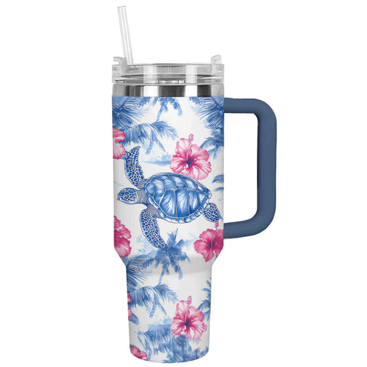 Shineful Tumbler Sea Turtle And Hibiscus