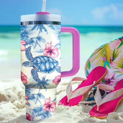 Shineful Tumbler Sea Turtle And Hibiscus