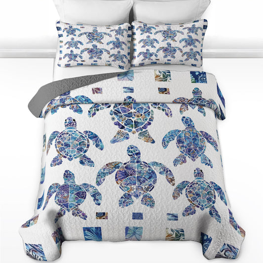 Shineful All Season Quilt 3-Piece Set Tranquil Sea Turtle Haven