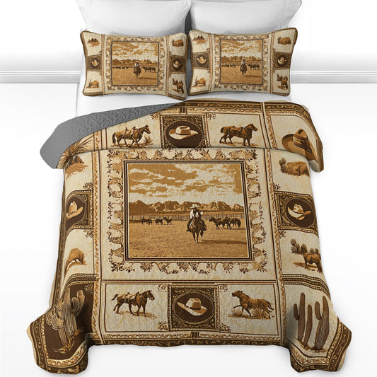 Shineful All Season Quilt 3-Piece Set Wild West V1