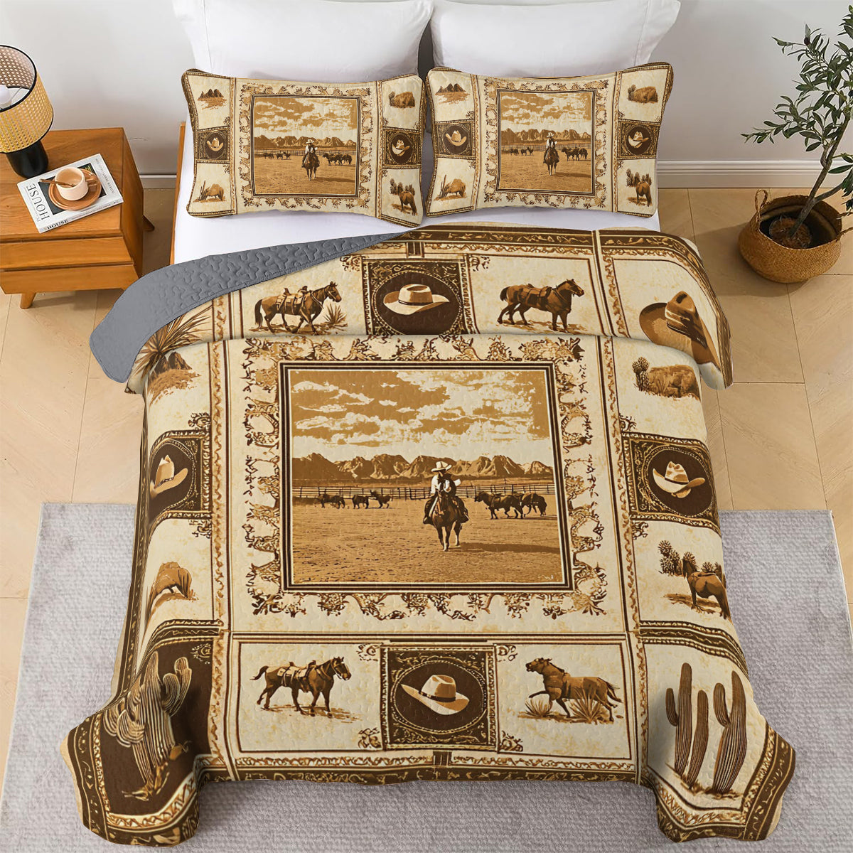 Shineful All Season Quilt 3-Piece Set Wild West V1