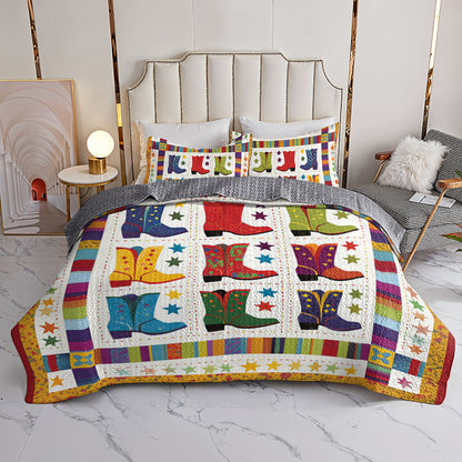 Shineful All Season Quilt 3-Piece Set Jaunty Cowboy Boots
