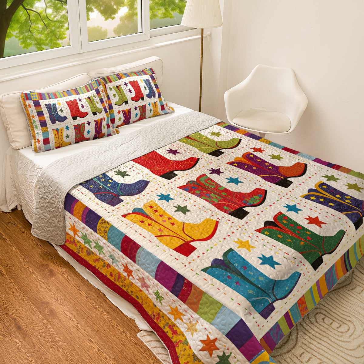 Shineful All Season Quilt 3-Piece Set Jaunty Cowboy Boots