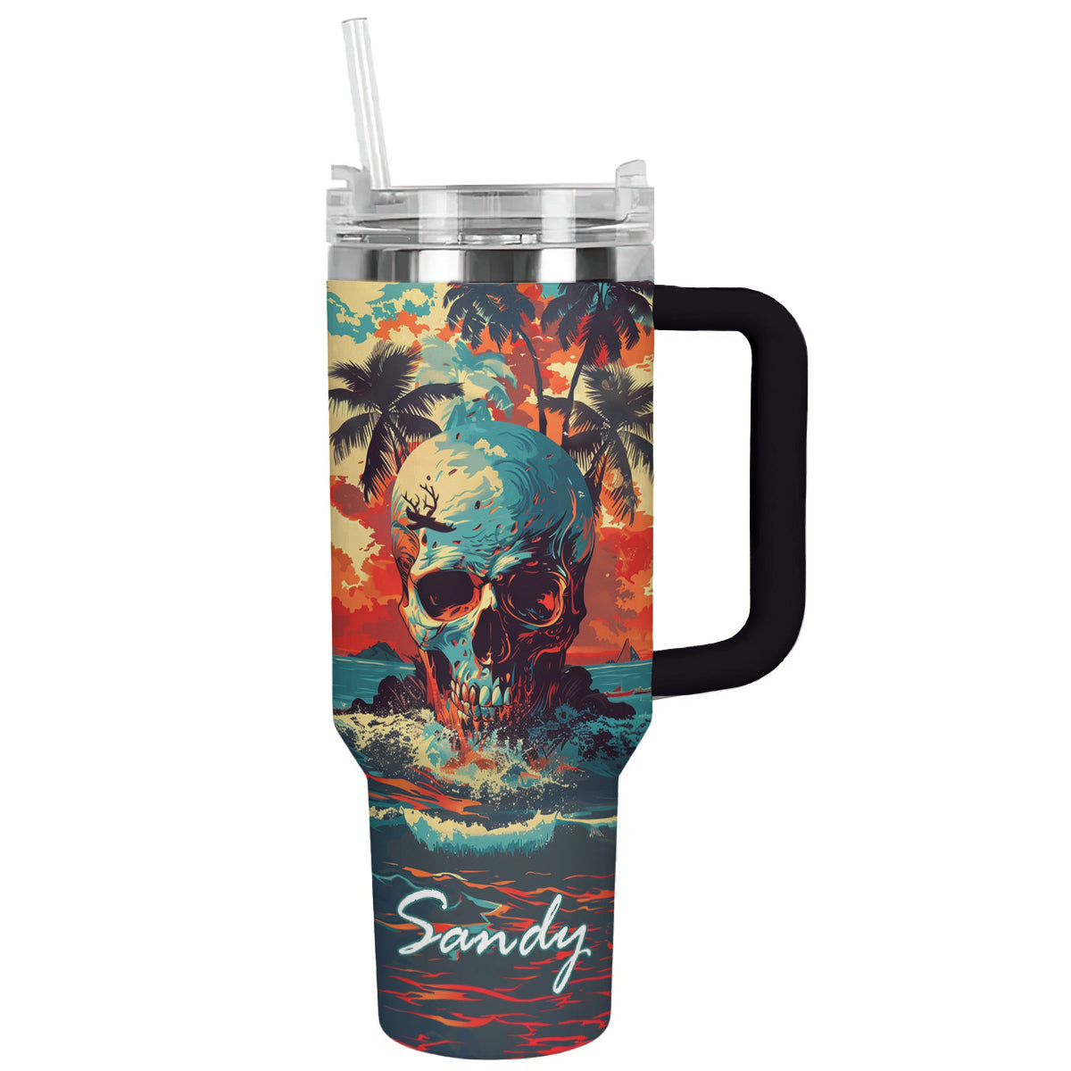 Shineful Tumbler Personalized Tropical Skull Vibes