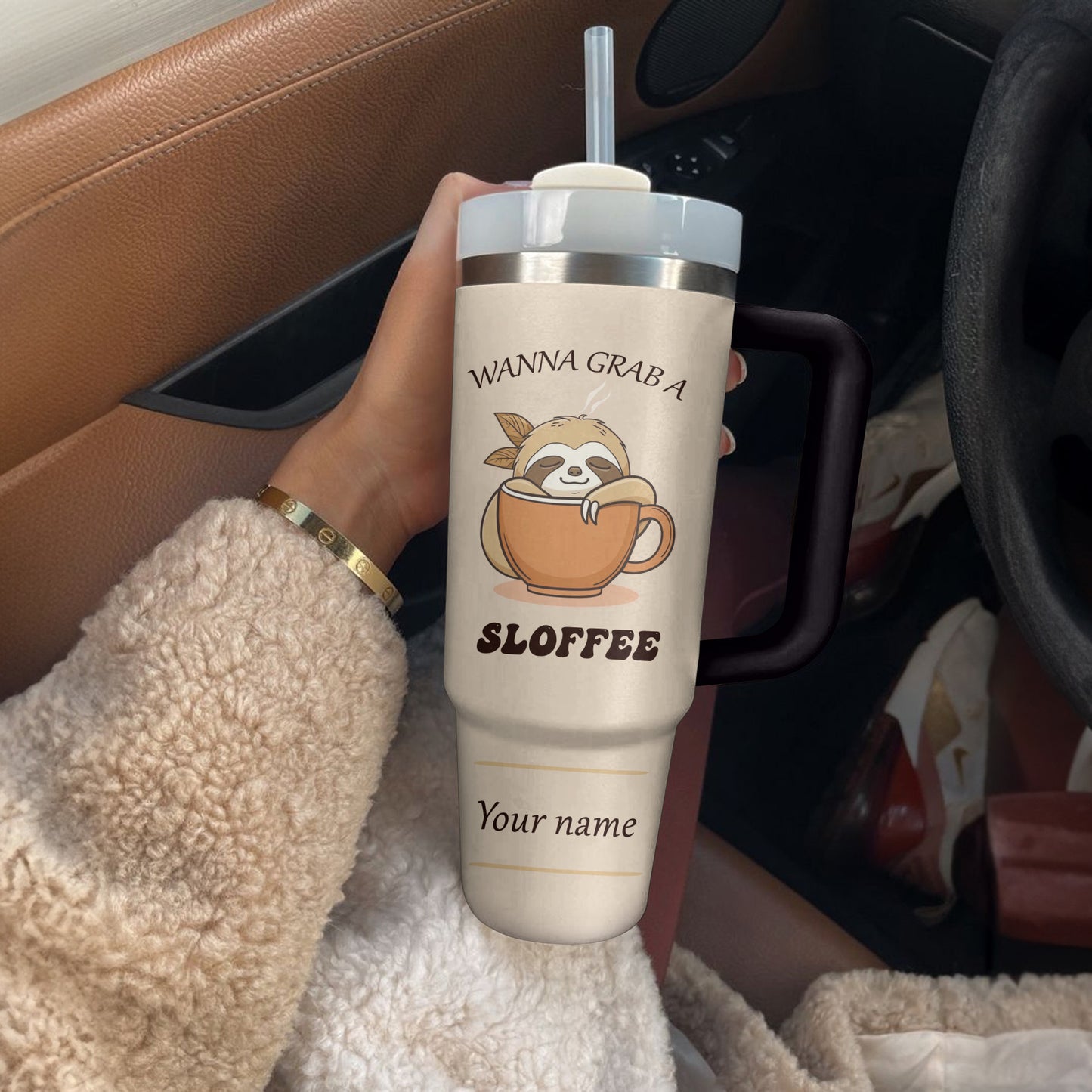 Shineful Tumbler Personalized Sloth Hugger