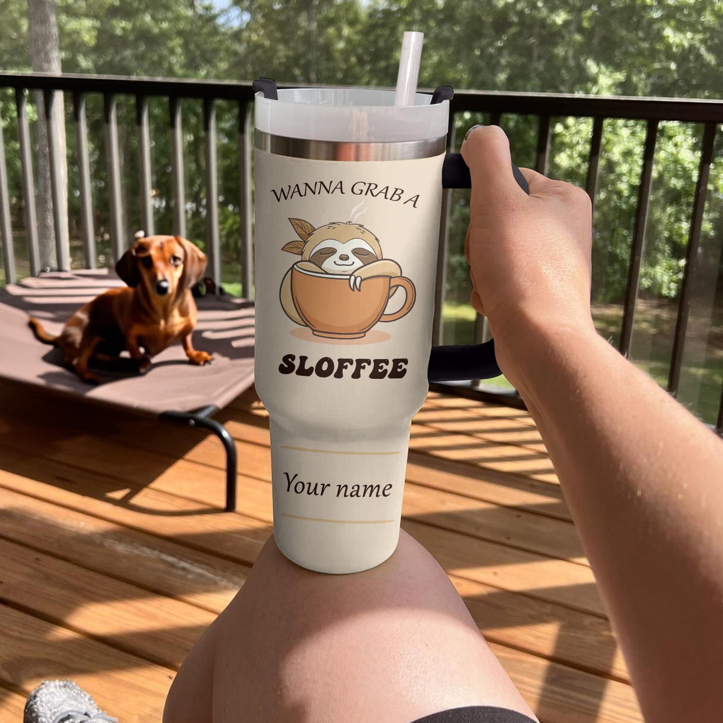 Shineful Tumbler Personalized Sloth Hugger