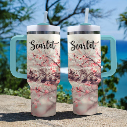 Shineful Tumbler Personalized Sleeping Cat