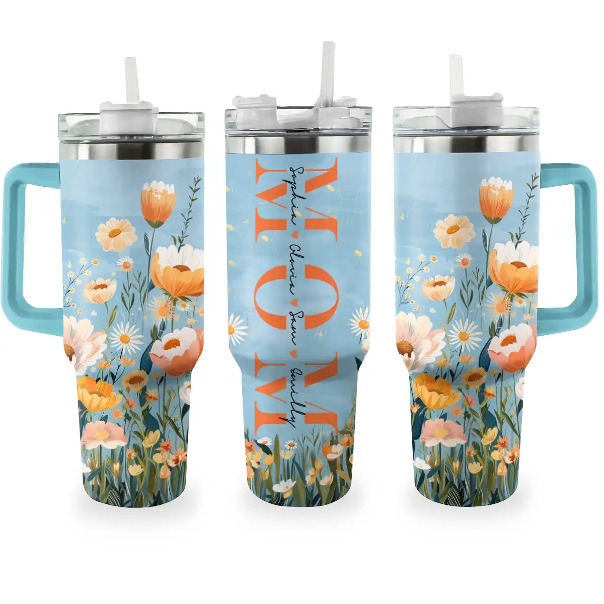 Shineful Tumbler Personalized Mom Sky Floral