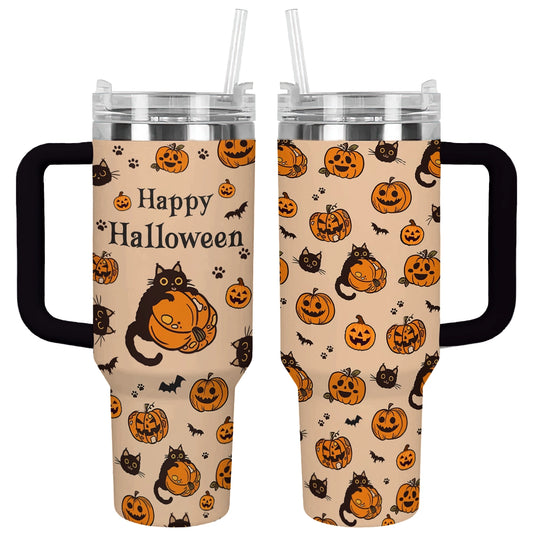 Shineful Tumbler Halloween Cat & Pumpkin