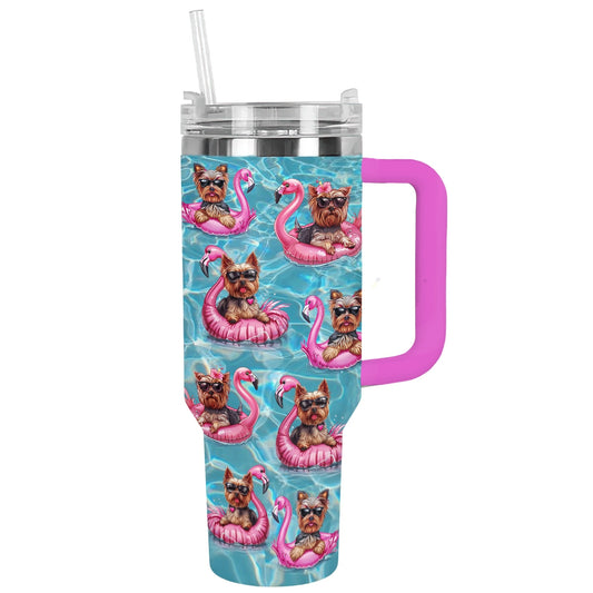 Shineful Tumbler Yorkie Flamingo Fiesta