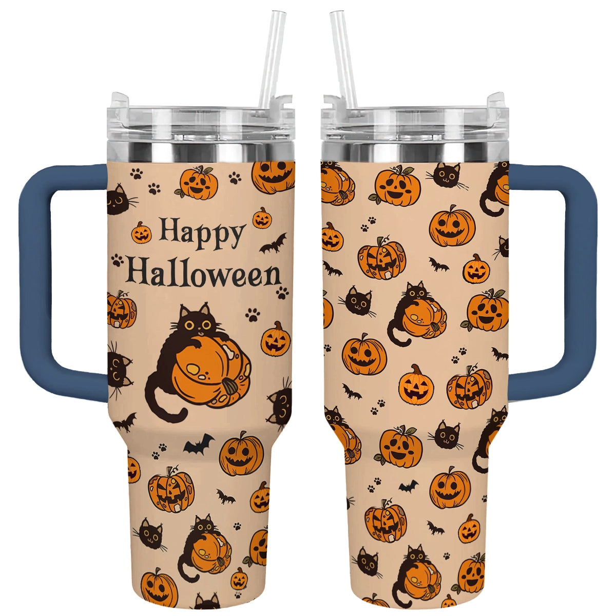 Shineful Tumbler Halloween Cat & Pumpkin