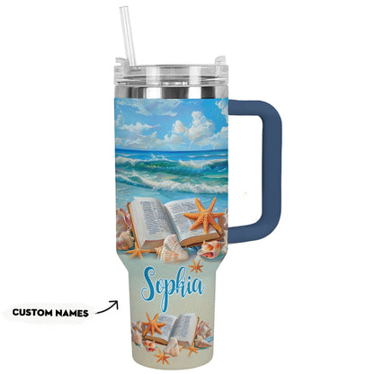 Shineful Tumbler Personalized Book Beach