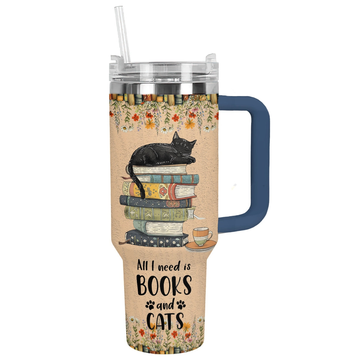 Shineful Tumbler Books and Cat