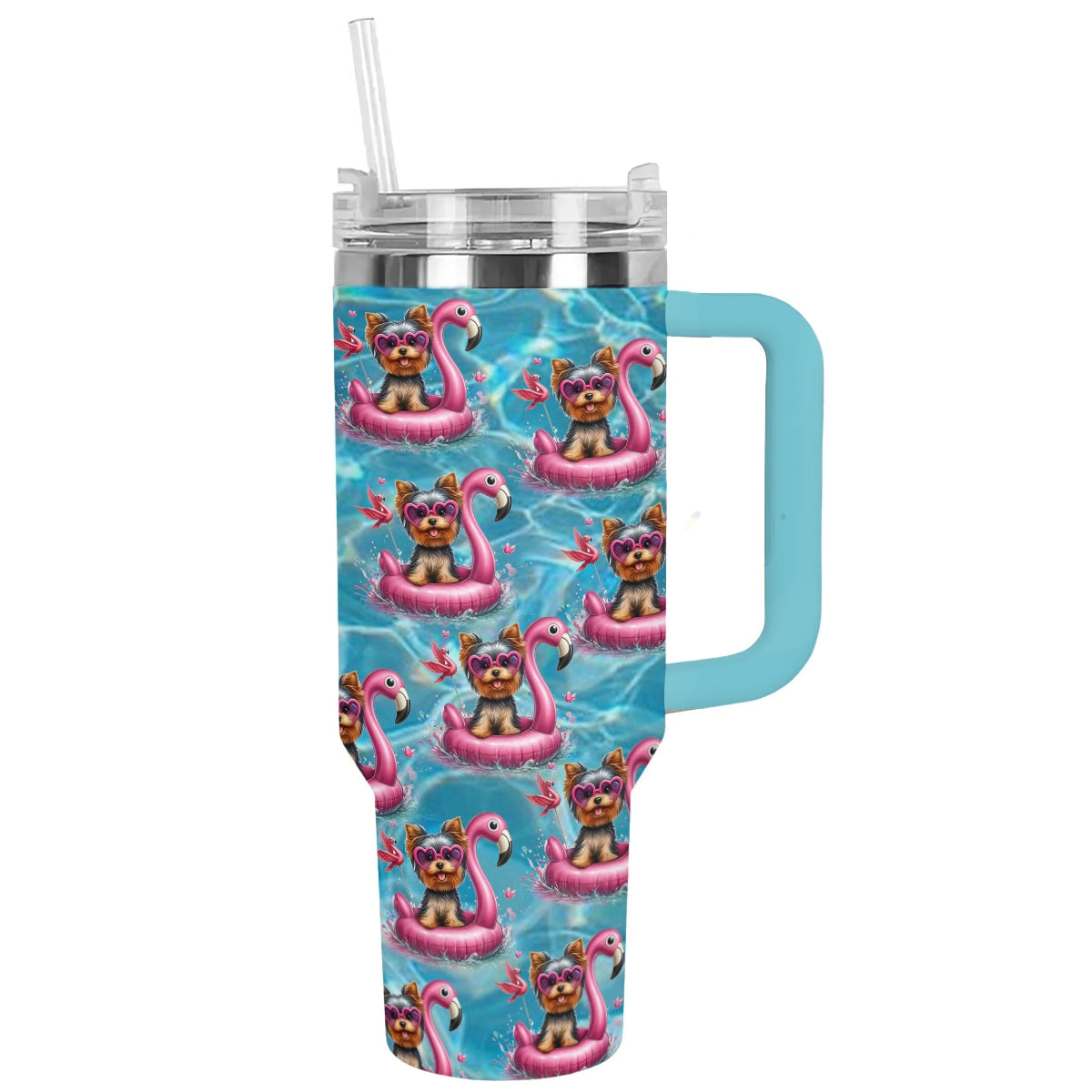 Shineful Tumbler Yorkie Flamingo Fun