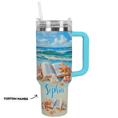 Shineful Tumbler Personalized Book Beach